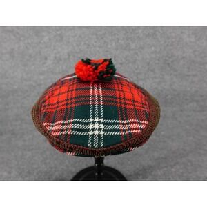 Dunn & Co Prince of Wales Tartan Tam O Shanter Hat Mens Red Green Plaid Scotland